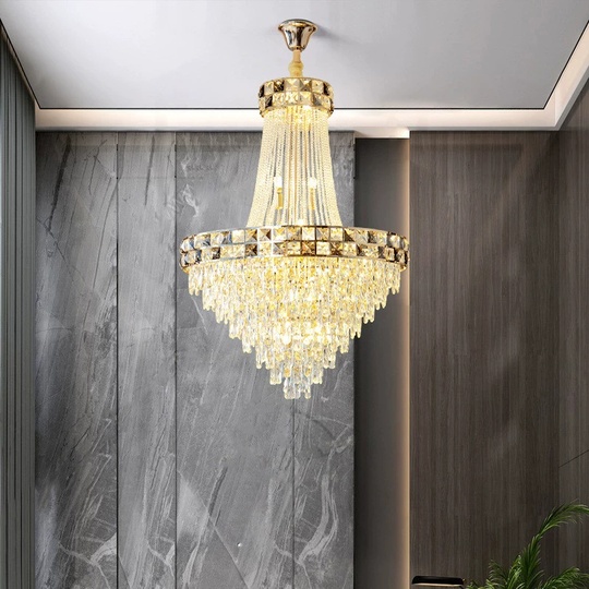 Люстра подвесная, золото, кристалл, TYLER 45*70 металл, E14.