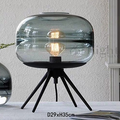 Настольная лампа DIERS 29*35, дымчатый, металл,  стекло, Е27.