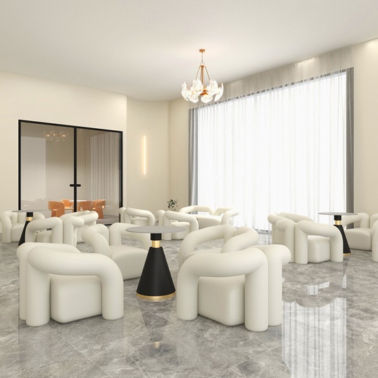 Кресло белое мягкое с банкеткой для ног - EDDY, 1 шт., 82х63х73 см