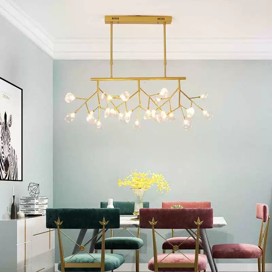 Люстра золотая Elyndo, металл, стекло прозрачное 135*38 см, G4