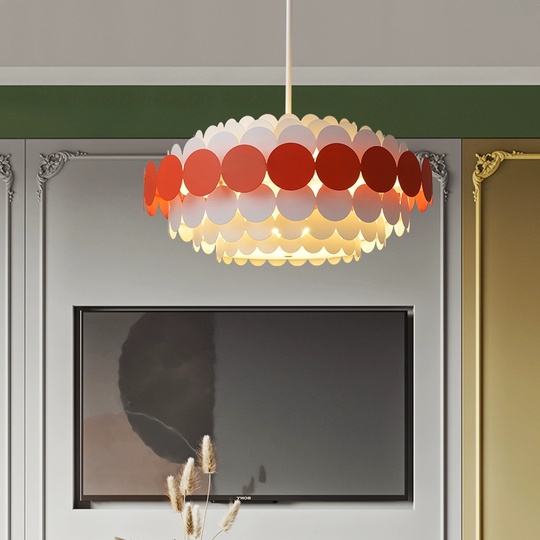 Люстра подвесная, красный, белый ПММА, ADOLPH 40*80, металл, G9