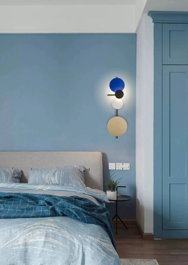 Настенный светильник, БРА HAKAN 18*55, синий, металл, LED.