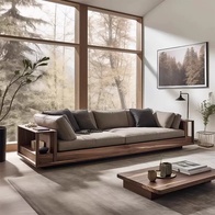 Прямой диван Alfred темный орех, ткань, 240*80*65 см