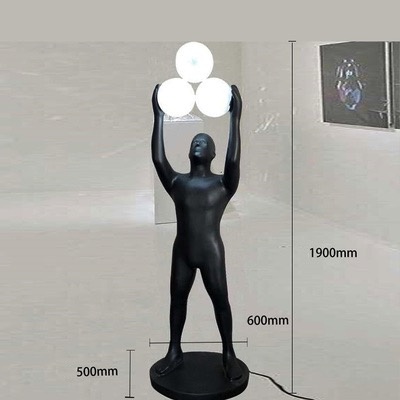 Торшер человек. Напольный светильник черный. Power man - 3 плафона, E27, 10 Вт