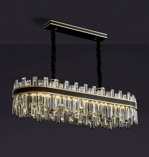 Люстра подвесная BIRGUN 80*23 золото, черный, кристалл, металл, E14.