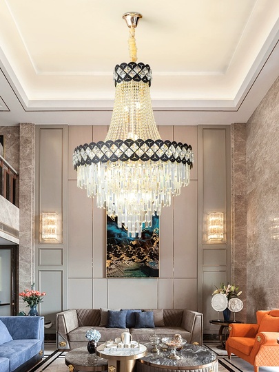 Люстра подвесная, золото, кристалл, LARSON 80*115 металл, E14.