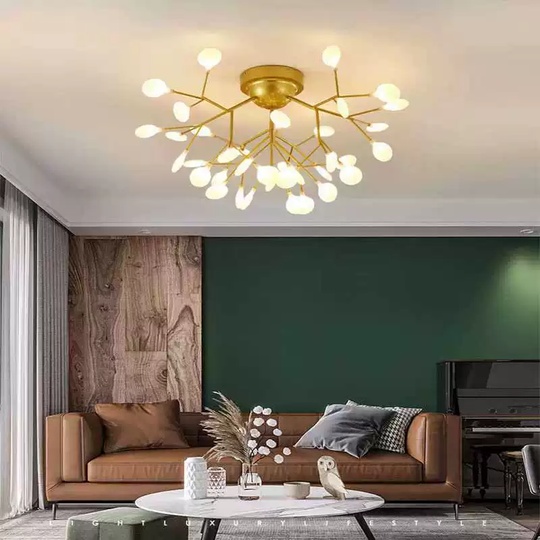 Люстра золотая Mira металл, стекло матовое, 90*57 см, G4