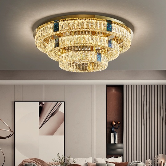 Люстра подвесная CEYHAN 60+80+100 золотой, хрусталь, металл, LED.