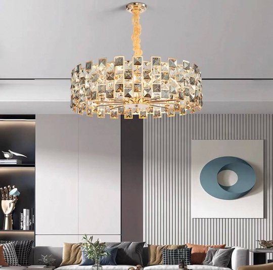 Люстра подвесная, золото, хрусталь, SKY 62*22 металл, E14.