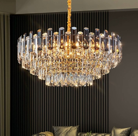 Люстра подвесная ALEV 75*30 золото, кристалл, металл, E14.