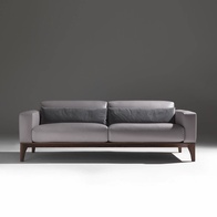 Прямой диван Molly темный орех, кожа, 220*95*76 см