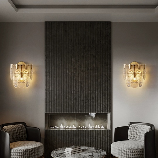 Настенный светильник, БРА WALT 33*38, медный, прозрачный, стекло, металл, Е14.