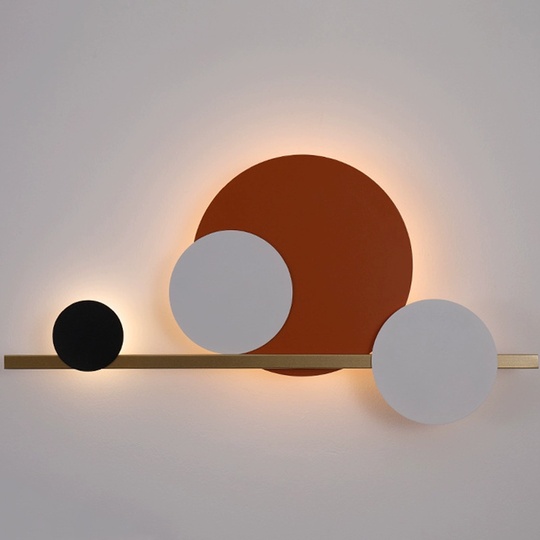 Настенный светильник, Бра MAX 120*58, оранжевый, белый, черный, медный, металл, LED.