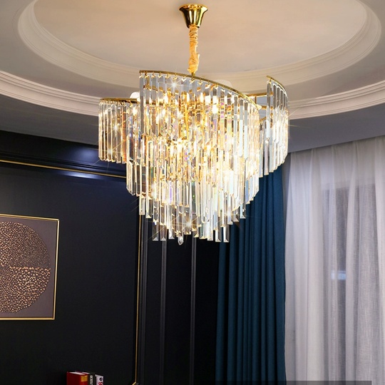 Люстра подвесная, золото, кристалл, HISA 80*35, металл, E14.