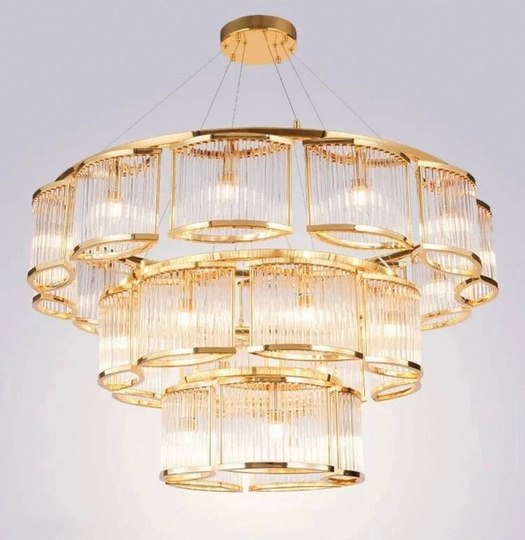 Люстра подвесная, золотой, стекло, AYDAN 50+80+120, металл, E14.