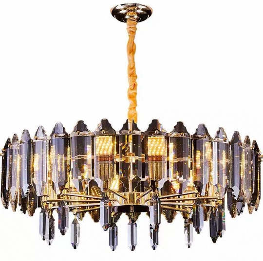 Люстра подвесная, золото, хрусталь, KISS 95*30 металл, E14.