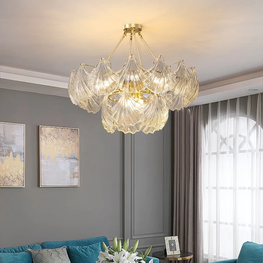 Люстра подвесная, медь, стекло, GUNEL 60*38, металл, Е14.