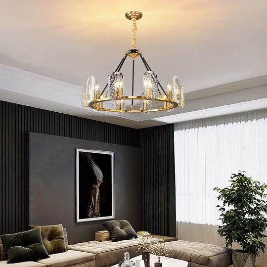 Светильник подвесной бронзовый Alarice, металл, кристалл, трос 50 см, 75*50 см, Е14