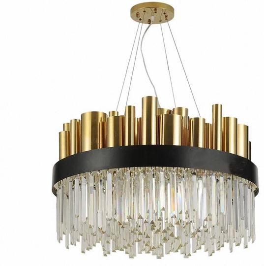 Люстра подвесная бронзовая Ezolon, металл, кристалл, трос 100 см, 80*45 см, LED