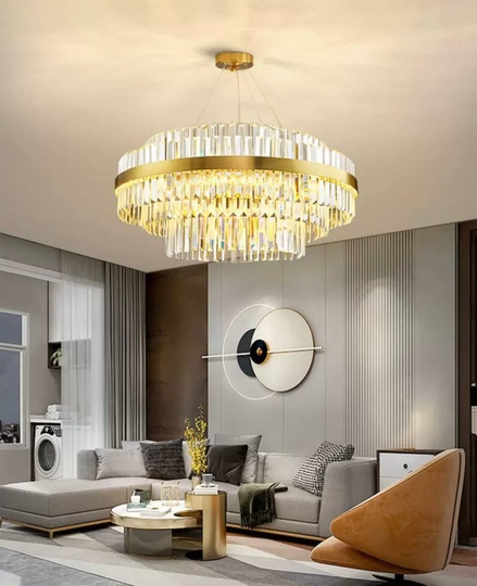 Люстра подвесная, бронза, хрусталь, VINTAGE 100*36, металл, LED.