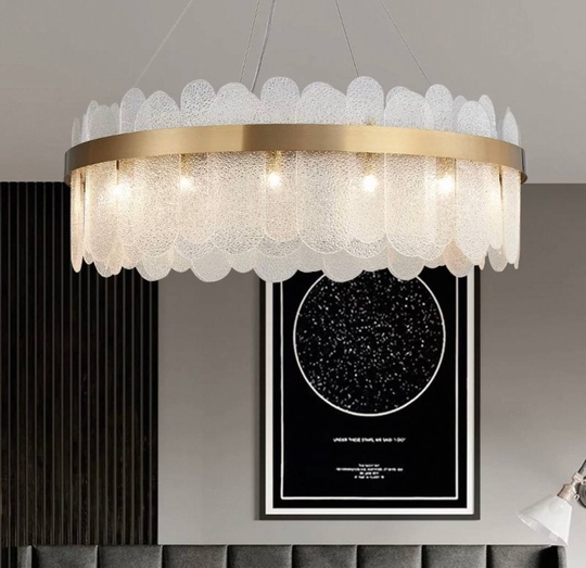 Люстра подвесная, медь, песочно-белый, стекло, DUYGU 80*27, металл, G9.