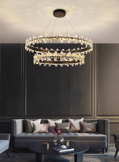 Люстра подвесная, черный, хрусталь, CRISPIN 40*60, металл, LED