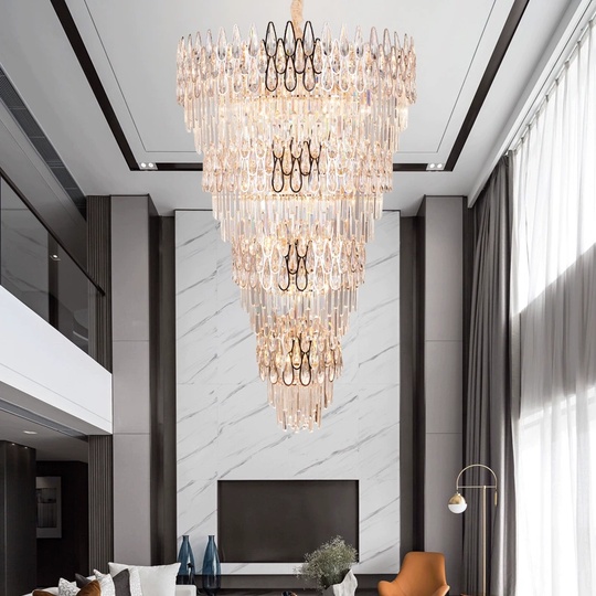 Люстра подвесная, золото, кристалл, ART 100*160 металл, E14.