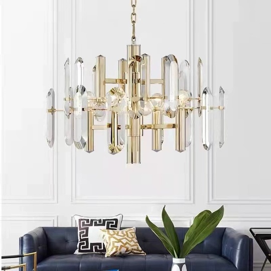 Люстра подвесная, золотой, хрусталь, EILEEN 100*45, металл, E14.