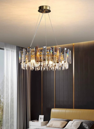 Люстра подвесная ANAR 80*26 золото, кристалл, металл, Е14.