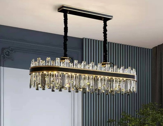 Люстра подвесная BIRGUN 100*23 золото, черный, кристалл, металл, E14.