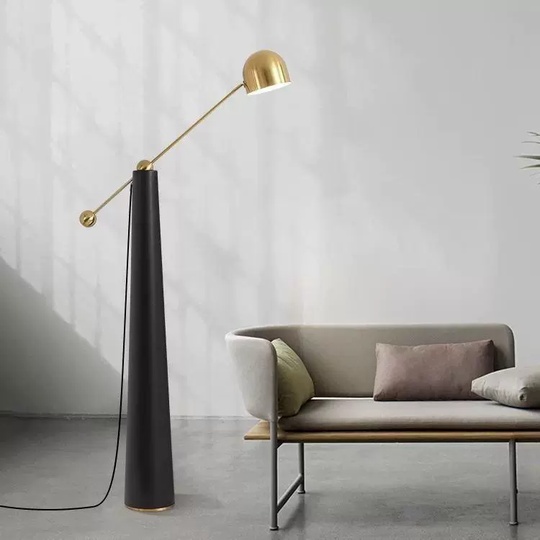 Торшер черный Aurexis, 85*175 см, LED, Е27, кожа и металл, 14 Вт