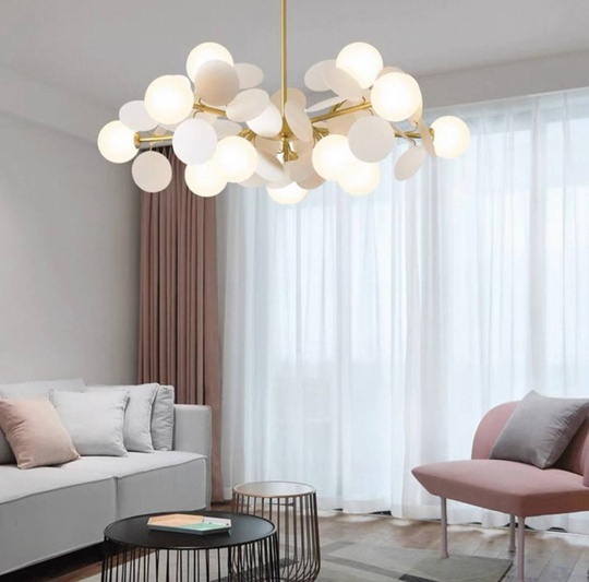 Люстра подвесная, золотисто-песочный, ПММА, CHUCK 95*30, металл, G9