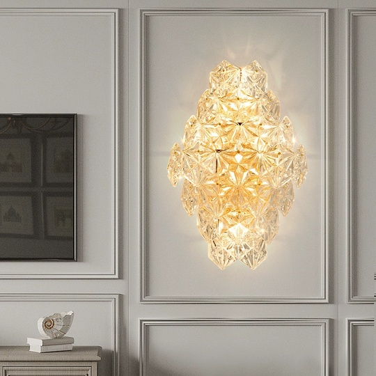 Настенный светильник BESS, Бра 34*54, золотой, металл, стекло, Е27.