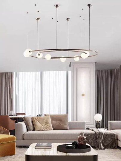 Люстра подвесная, медь, стекло, AIDEN 110*65, металл, G9