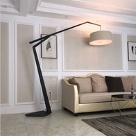 Торшер, черный, серый, Lumens 200*200, светодиодный, E27, металл, ткань