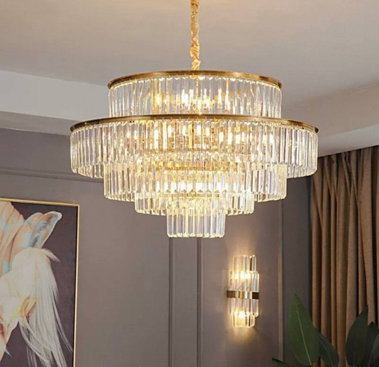 Люстра подвесная, золотой, стекло, AYAL 100*55, металл, E14.