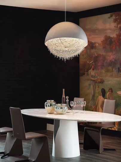 Люстра подвесная, серебро, белый, кристалл, SALENA 70*79 металл, LED.