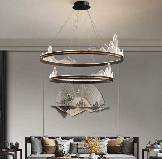 Люстра подвесная, черный, ПММА, ABBAS BLACK 60*80, металл, LED