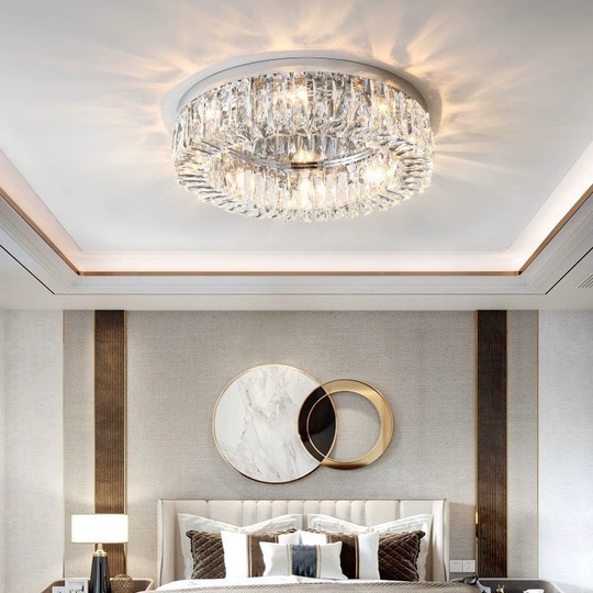 Потолочный светильник, серебро, кристалл, ABIGAIL 60*15 металл, E14.