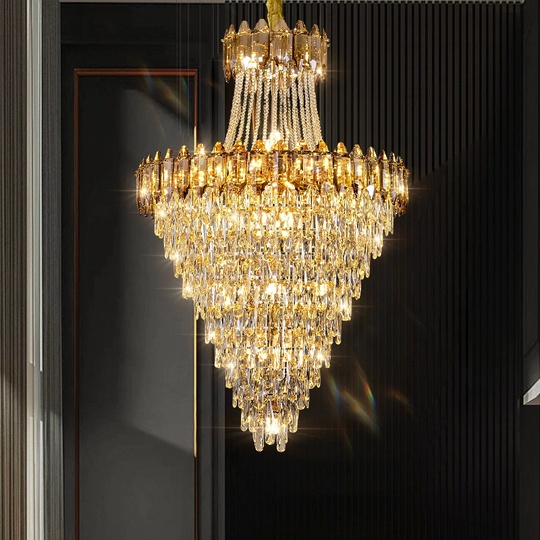 Люстра подвесная, золото, кристалл, WOLF 120*200 металл, E14.