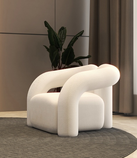 Кресло белое мягкое с банкеткой для ног - EDDY, 1 шт., 82х63х73 см