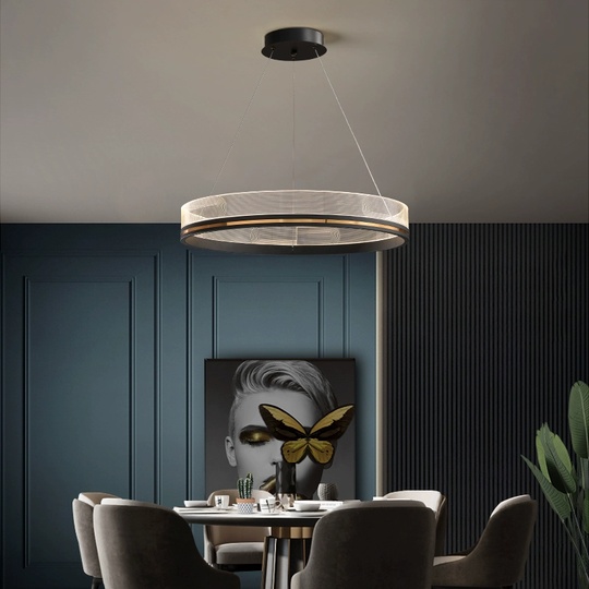 Люстра подвесная, черная, ПММА, MYLES BLACK 40*7, металл, LED