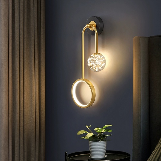 Настенный светильник, Бра, EZEKIEL 22*49, золотой, металл, LED.