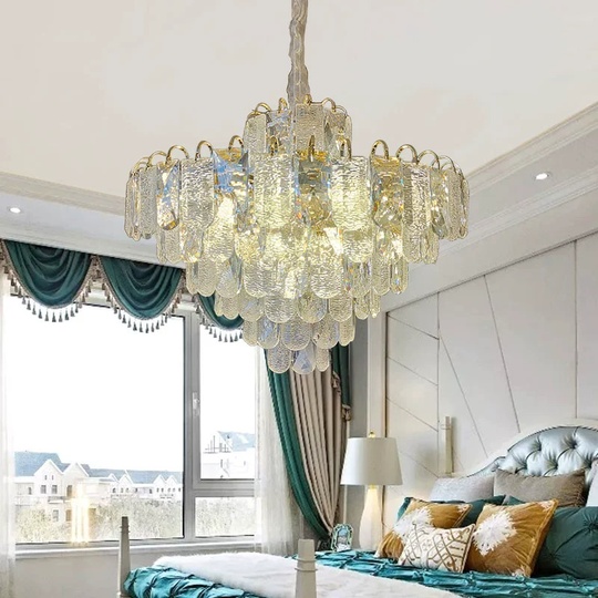 Люстра подвесная, золото, хрусталь, THOMAS 100*72 металл, E14.