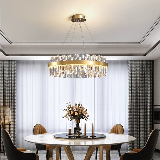 Люстра подвесная, медный, хрусталь, ELABORATIFUL 100*18, металл, LED.