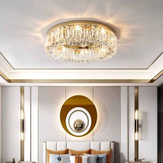 Потолочный светильник, золото, кристалл, ABIGAIL 50*15 металл, E14.