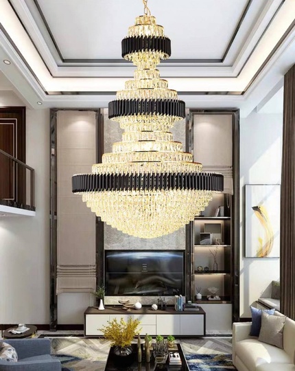 Люстра подвесная, золото, хрусталь, BUSTER  100*150 металл, E14.