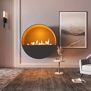 Настенный камин, черный, 80*80 см, жидкостный