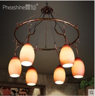 Люстра крышных ламп кованого железа шесть