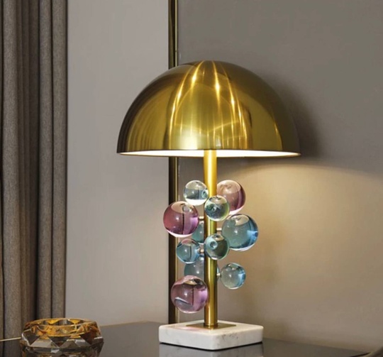 Настольная лампа SOSPESO 35*53, мрамор, кристалл, античная бронза